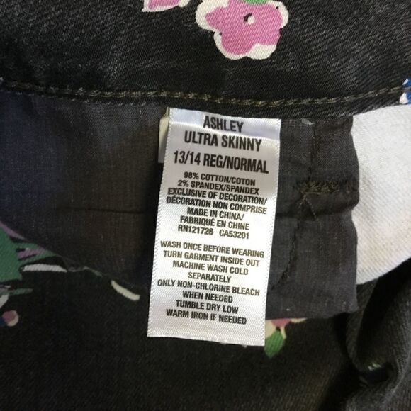 Aeropostale Jeans Ashley Ultra Skinny Black Floral Print Size 13 14R Juniors - Picture 8 of 8